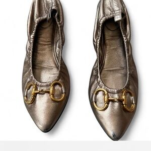 Metallic Bronze Women's Ballet Flats with Horsebit Accent